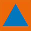 Das ist das internationale Schutz-Zeichen des Zivilschutzes. Es ist ein blaues Dreieck auf orangem Hintergrund.