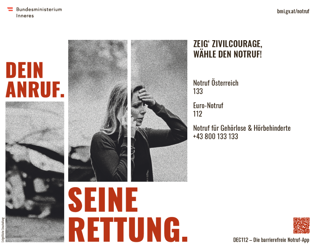 Informationskampagne Notruf - Sujet "Dein Anruf. Seine Rettung."