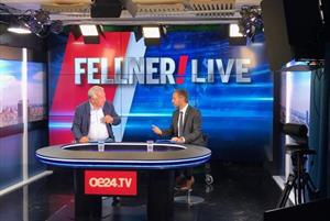 Innenminister Herbert Kickl bei der Österreich-Talkshow "Fellner! Live" auf oe24.tv.