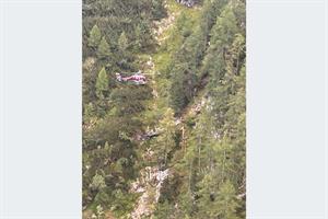 Der Hubschrauber der Flugpolizei im Einsatz.