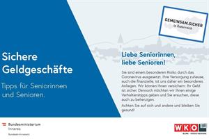 Die Polizei und die Wirtschaftskammer Österreich geben Tipps für sichere Geldgeschäfte für Seniorinnen und Senioren.