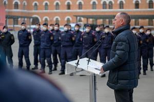 Gerhard Karner verabschiedet 18 Polizistinnen und Polizisten an ungarisch-serbische Grenze.