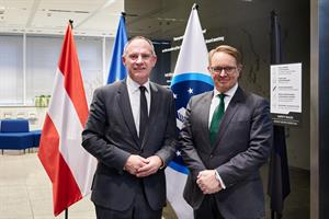 Innenminister Gerhard Karner mit Frontex Executive Director Hans Leijtens.