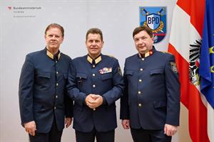 Brigadier Marius Gausterer, Bundespolizeidirektor Michael Takács und Oberst Hermann Zwanzinger.