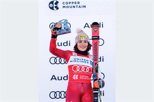 Polizeispitzensportlerin Julia Scheib erreichte im zweiten Riesentorlauf der Weltcup-Saison am 29. November 2025 den zweiten Rang.