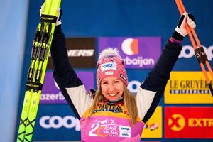 Teresa Stadlober erreichte am 4. Jänner 2026 ihren ersten Podestplatz in der Gesamtwertung bei der "Tour de Ski 2026".