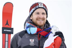 Polizeispitzensportler Fabio Gstrein gewann am 16. Februar 2026 im Slalom bei den Olympischen Spielen die Silbermedaille.