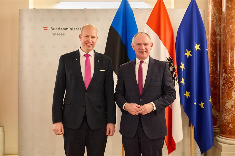 Innenminister Gerhard Karner empfing seinen estnischen Amtskollegen Igor Taro am 18. März 2026 zu Arbeitsgesprächen in Wien.