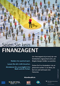 Europol warnt mit der Kampagne &bdquo;#dontbeamule&ldquo; vor den Gefahren der Finanzagentent&auml;tigkeit.