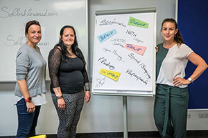 Workshop gegen Gewalt: Marion Herzog, Kathrin Gimpl vom Frauenhaus Pinzgau, Sarah Dankl.