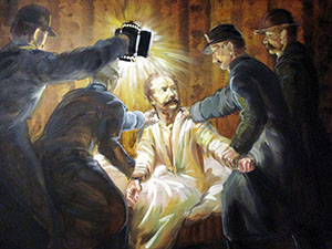 Verhaftung des Serienm&ouml;rders Hugo Schenk (Bild im Wiener Kriminalmuseum).