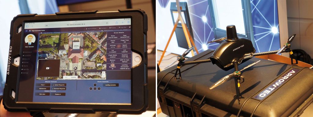 Arrowtec (Drohne und Lagebild): Autonom fliegende Drohne, mit Thermalkamera auch zur Brandherddetektion verwendbar.