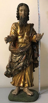 Statue des Apostels Paulus: 1998 aus dem Schauraum eines Auktionshauses gestohlen und im M&auml;rz 2021 von der Polizei in Wien sichergestellt.