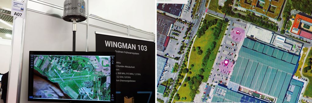 Wingman 103: Fr&uuml;hwarnsystem f&uuml;r Drohnen; Online-W&auml;chterkontrollsystem: GPS-verfolgbarer W&auml;chterrundgang.
