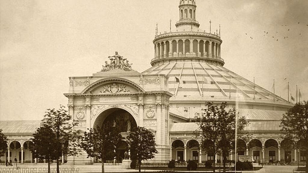 Weltausstellung 1873 in Wien: Industriepalast mit der Rotunde, dem damals gr&ouml;&szlig;ten Kuppelbau der Welt