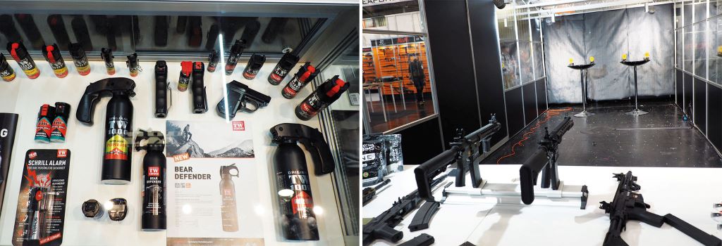 IWA Outdour Classics 2023 in N&uuml;rnberg: Abwehrsprays; Schie&szlig;stand f&uuml;r Airsoftwaffen