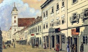 Ansicht der Marktgasse im Lichtental um 1899: Hier wohnte der &bdquo;Gelbe&ldquo; in der Zwischenkriegszeit