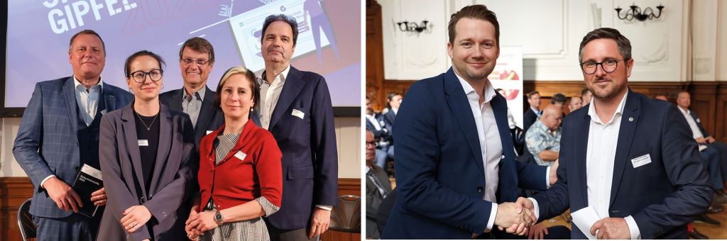 Sicherheitsgipfel 2023: Robert Spevak (Metro), Jacqueline Bichler (Stadler V&ouml;lkel Rechtsanw&auml;lte), Norbert Scheele (C&A), Petra Huber-Lintner (BK), Alexander Herberstein (Dorotheum); Rainer Will (Handelsverband), Manuel Scherscher (BK)