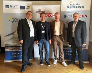 Roadshow &bdquo;Sensibilisierung Cybersicherheit&ldquo;: Martin Merka, BMI, Walter Glanninger, WKN&Ouml;, Christoph Jarisch, ecoplus Digital, Gerhard Gschwandtner, WKN&Ouml;