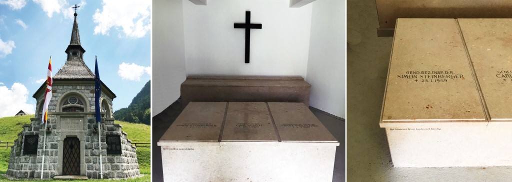 Ged&auml;chtniskapelle am Pl&ouml;ckenpass in K&auml;rnten; Marmorsarg f&uuml;r den Postenkommandanten Simon Steinberger