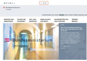 Homepage des Innenministeriums: Zu den Leichter-Lesen- und Geb&auml;rdensprachseiten gelangt man &uuml;ber die Symbole (siehe Bilder links)