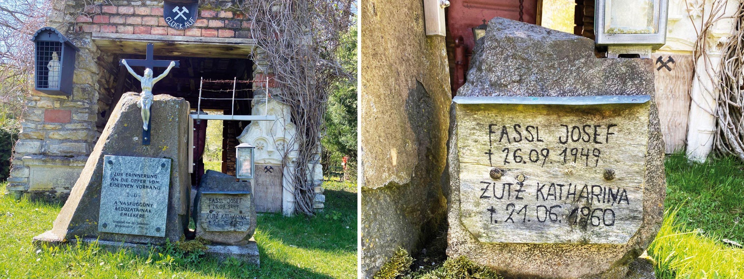 Mahnmal Helenenschacht in Ritzing mit Gedenktafel f&uuml;r den von ungarischen Soldaten erschossenen Gendarmen Josef Fa&szlig;l