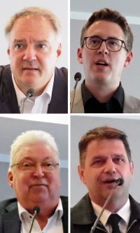 VfS-Kongress 2024: VfS-Gesch&auml;ftsf&uuml;hrer Clemens Gause, Florian Rauser (Strahlenschutz), VfS-Gr&uuml;ndungsmitglied Wilfried Joswig, Axel Schuh, Leiter der Branddirektion Leipzig