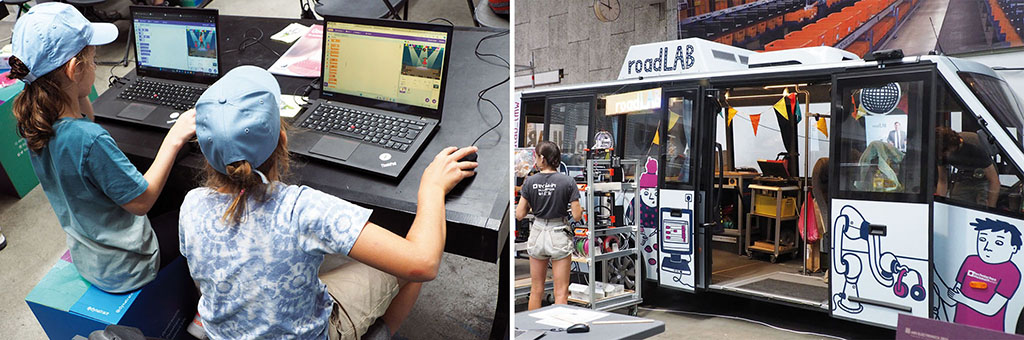 CodorDojo Linz: Kinder &uuml;ben Programmieren; RoadLab des Technischen Museums Wien mit 3D-Druckern