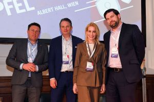 Sicherheitsgipfel 2025: Bernhard Schafrath (Bundeskriminalamt), Andreas Sch&uuml;tz (Taylor Wessing), Ina Bauer (Mediashop), Berhard Zacherl (EY)