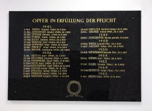 Gedenktafel in der Landespolizeidirektion Wien: Opfer von 1945 bis 1965