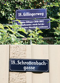 Stra&szlig;enbezeichnungen in Wien-W&auml;hring erinnern an die ermordeten Polizisten Christian Gillinger (&dagger; 1995) und Ferdinand Schrottenbach (&dagger; 1991)
