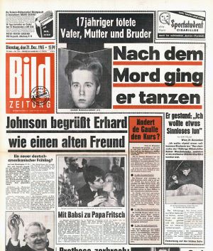 Dreifachmord zu Weihnachten 1965 in Wien: Aufmacher in der &bdquo;Bild&ldquo;-Zeitung