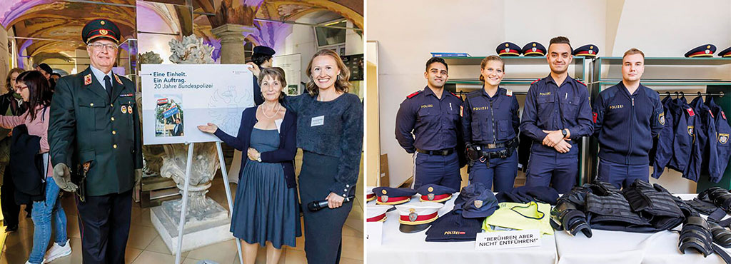 Ausstellung im Palais Modena: Geschichte der 20-j&auml;hrigen Bundespolizei; Pr&auml;sentation von Polizeiuniformen