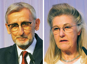 Sachsens Innenminister Armin Schuster und Gerlinde Niehus, Expertin f&uuml;r internationale Sicherheitspolitik