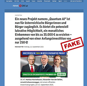 Betrugs-Website wirbt mit prominenten Personen f&uuml;r Fake-Investitionsprojekt