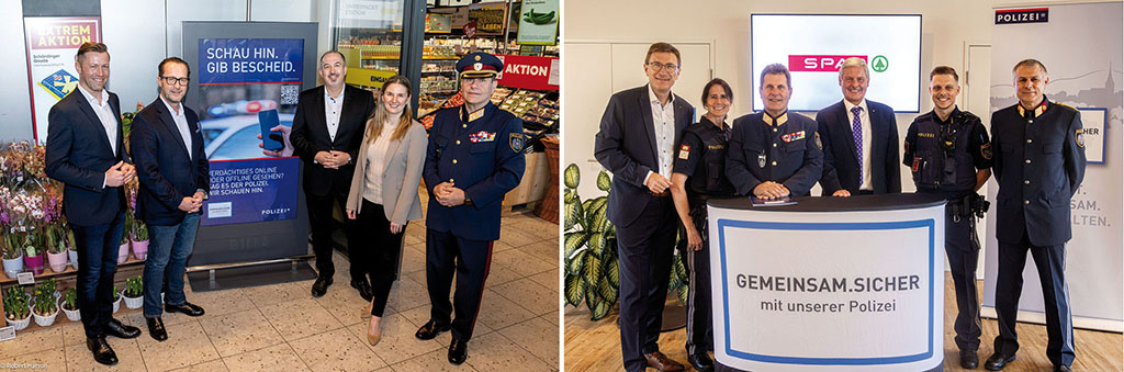 Die Polizei kooperiert mit Unternehmen wie Spar oder der Rewe-Group &Ouml;sterreich. Auf Informationsfl&auml;chen in den Billa- M&auml;rkten erhalten Kundinnen und Kunden wertvolle Tipps zu Sicherheitsrisiken