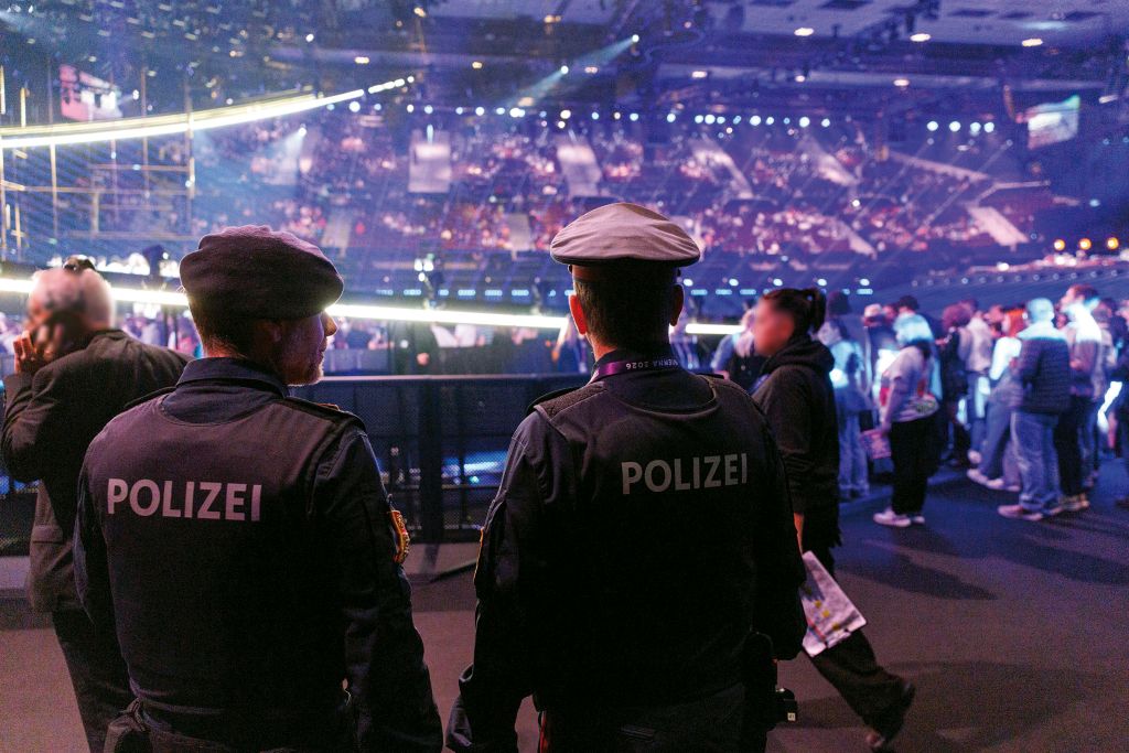 Sichtbare Polizeipr&auml;senz in der Wiener Stadthalle war Teil des Sicherheitskonzepts f&uuml;r den Eurovision Song-Contest 2026