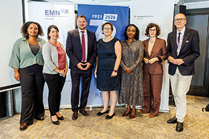 EU-Migration-Talks: Miriam Mona Mukalazi, Anna Knoll, Tobias Molander, Marian Benbow Pfisterer, Valerie Rugene, Franziska Kandolf, Stefan Scholz