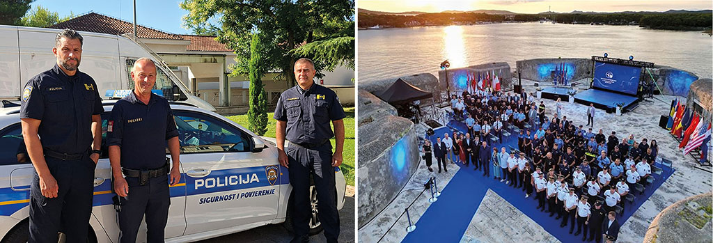 Wolfgang Zsivkovits (Mitte) unterst&uuml;tzte mit kroatischen Kollegen &ouml;sterreichische Urlaubsg&auml;ste an der Adriak&uuml;ste. Festakt zum 20-j&auml;hrigen Bestehen des Projekts &bdquo;Sicheres Reiseziel&ldquo; auf der Festung Sveti Nikola in &Scaron;ibenik.